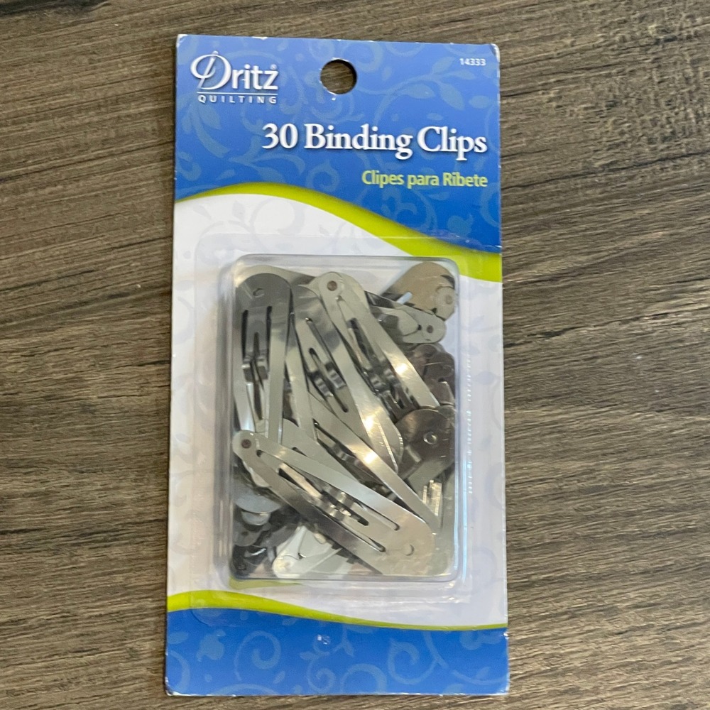Dritz Quilting 30 Binding Clips Silver Metal Snap Style Sewing Notions 14333 NEW